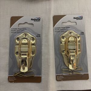 2 Psc- Lockable Draw Catch Steel, Brass Finish National V1849 N208-603 NEW House